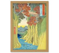 Artery8 Monkey Bridge Kai Province Utagawa Hiroshige Japanese Woodblock Artwork Framed Wall Art Print A4