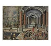 Artery8 Monogrammist DB Festive Gathering Art Print Canvas Premium Wall Decor Poster Mural