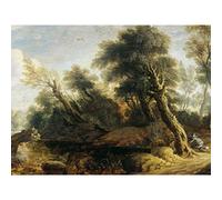 Artery8 Monogrammist IVS Landscape With Hunter Large Wall Art Poster Print Thick Paper 18X24 Inch