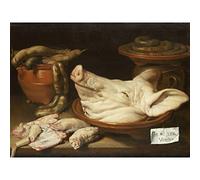 Artery8 Monogrammist Jvr Still Life With Pig'S Head Premium Wall Art Canvas Print 18X24 Inch