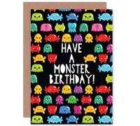 Artery8 Monster Birthday Kids Cute Bright Greetings Card Artery8 Multicolor