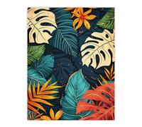 Artery8 Monstera Deliciosa Leaves Colourful Pattern Nature For Living Room Extra Large XL Wall Art Poster Print
