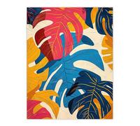 Artery8 Monstera Leaves Pink Yellow Blue Botanical Design Living Room Large Wall Art Poster Print Thick Paper 18X24 Inch