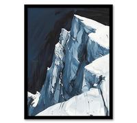 Mont Blanc Mountain Dramatic Landscape Hiking Framed Art Print Artery8 Blue A4