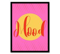 Artery8 Mood Sunset Pink Yellow Decorative Design Framed Wall Art Print | Size: A4 Artery8 Pink A4