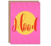 Artery8 Mood Sunset Pink Yellow Decorative Design Greeting Card Artery8 Pink
