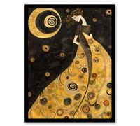 Artery8 Moon Goddess Gold Black Klimt Style Conceptual Art Framed Wall Art | Size: W12" x H16" Artery8 Gold W12" x H16"