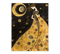 Moon Goddess Gold Black Klimt Style Conceptual Art Wall Art Print Artery8 Gold W24 inch x H32 inch