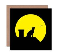 Artery8 Moon Roof Silhouette Illustration Cat Halloween Card Artery8 Multicolor