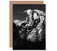 Artery8 Moonrise Behind Half Dome Yosemite National Park for Him or Her Man Woman Birthday Thank You Congratulations Blank Art Greeting Card