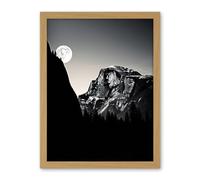 Artery8 Moonrise by Half Dome in Yosemite National Park High Contrast Black White Photograph Full Moon and Mountain Forest Landscape Artwork Framed Wall Art Print 18X24 Inch