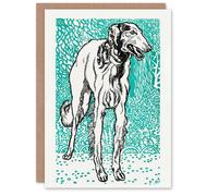 Artery8 Moriz Jung Art Card Dog Lover Long Haired Greyhound Portrait