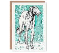 Artery8 Moriz Jung Personalised Art Card Dog Lover Long Haired Greyhound Portrait