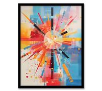 Wall Art Print Morning Sun Colourful Abstract Geometric Framed Picture Artery8 Multi A4