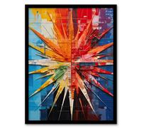 Artery8 Morning Sun Ii Colourful Abstract Geometric Framed Picture Wall Art Print - A4 Size