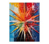 Artery8 Morning Sun II Colourful Abstract Geometric Large Wall Art Poster Print Thick Paper 18X24 Inch