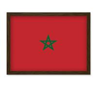 Artery8 Morocco National Flag Patriotic Vexillology World Flags Country Region Poster Artwork Framed Wall Art Print A4