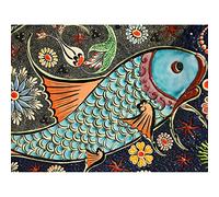 Artery8 Mosaic Fish Flowers Psychedelic Photo Unframed Wall Art Print Poster Home Decor Premium