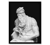 Artery8 Moses Sculpture Statue Buonarroti Vintage Framed Wall Art Print in Black | Size: A4 Artery8 Black A4