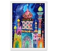 Artery8 Mosque At Midnight Folk Art Artwork Framed A3 Wall Art Print