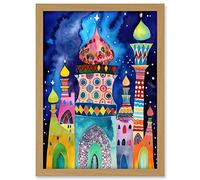 Artery8 Mosque At Midnight Folk Art Artwork Framed A3 Wall Art Print