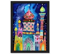 Artery8 Mosque At Midnight Folk Art Artwork Framed A3 Wall Art Print