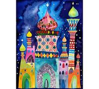Artery8 Mosque At Midnight Folk Art Extra Large XL Wall Art Poster Print