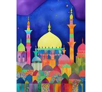 Artery8 Mosque Cityscape Islam Folk Art Extra Large XL Wall Art Poster Print