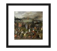 Artery8 Mostaert Allegory Of Abuses By Church & State 8X8 Inch Square Wooden Framed Wall Art Print Picture with Mount in Black Artery8 Black