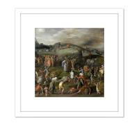 Artery8 Mostaert Allegory Of Abuses By Church & State 8X8 Inch Square Wooden Framed Wall Art Print Picture with Mount in White Artery8 White