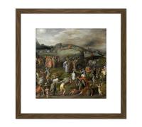 Artery8 Mostaert Allegory Of Abuses By Church & State 8X8 Inch Square Wooden Framed Wall Art Print Picture with Mount in Brown Artery8 Brown