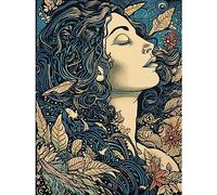 Artery8 Mother Nature Modern Boho Art Nouveau Linocut Large Wall Art Poster Print Thick Paper 18X24 Inch