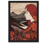 Artery8 Mother Nature Spring Floral Mountain Landscape Artwork Framed A3 Wall Art Print