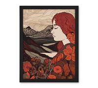 Artery8 Mother Nature Spring Floral Mountain Landscape Artwork Framed Wall Art Print 18X24 Inch