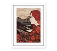 Artery8 Mother Nature Spring Floral Mountain Landscape Artwork Framed Wall Art Print 18X24 Inch
