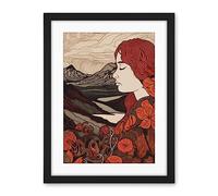 Artery8 Mother Nature Spring Floral Mountain Landscape Artwork Framed Wall Art Print 18X24 Inch