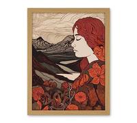 Artery8 Mother Nature Spring Floral Mountain Landscape Artwork Framed Wall Art Print 18X24 Inch