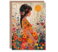 Artery8 Motherhood Floral Pregnant Wildflowers Mum to Be New Baby Card in Orange Artery8 Orange