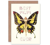 Artery8 Mothers Day Butterfly Dancer Art Nouveau 1920s Retro For Mum Mom Her Blank Inside Greeting Card