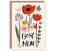 Artery8 Women's Mother's Day Greeting Card Best Mum Simple Modern Floral For Mum in Light Beige Artery8 Light Beige