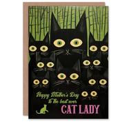 Artery8 Mother's Day Greeting Card Creepy Fun Best Ever Cat Lady Black Cats For Mum