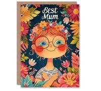 Artery8 Mother's Day Greeting Card Daughter Happy Floral Portrait For Mum
