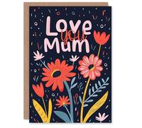 Artery8 Mother's Day Greeting Card Love You Simple Bold Flowers For Mum