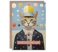 Artery8 Mother's Day Greeting Card Polka Dot Cat Lover For Mum