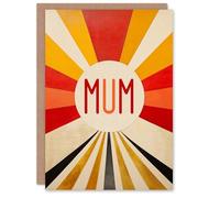 Artery8 Mother's Day Greeting Card Retro Stripe Sun Rays For Mum