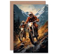 Artery8 Motocross Bikers Racing Action for Husband Him Dad Son Brother Birthday Thank You Congratulations Blank Art Greeting Card