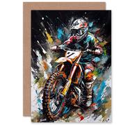 Artery8 Motocross Dirt Bike Action for Husband Him Dad Son Brother Birthday Thank You Fathers Day Blank Art Greeting Card