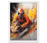 Artery8 Motocross Driver Splatter Paint Close Up Painting Artwork Framed A3 Wall Art Print