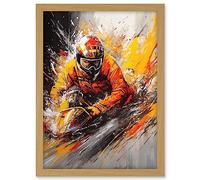 Artery8 Motocross Driver Splatter Paint Close Up Painting Artwork Framed A3 Wall Art Print