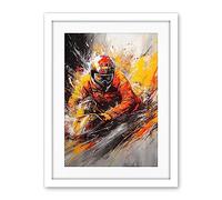 Artery8 Motocross Driver Splatter Paint Close Up Painting Artwork Framed Wall Art Print 18X24 Inch